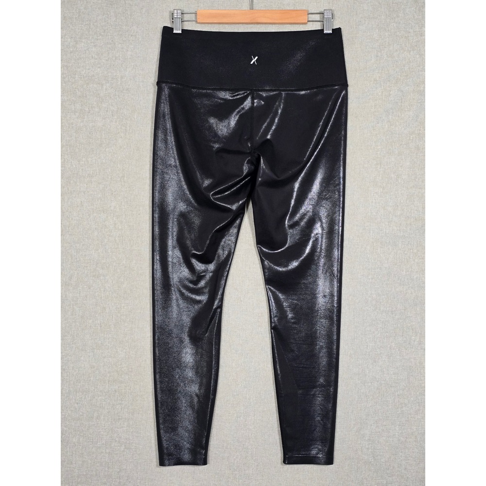 Knix Women's Black Metallic Faux Leather High Waisted Leggings Large
